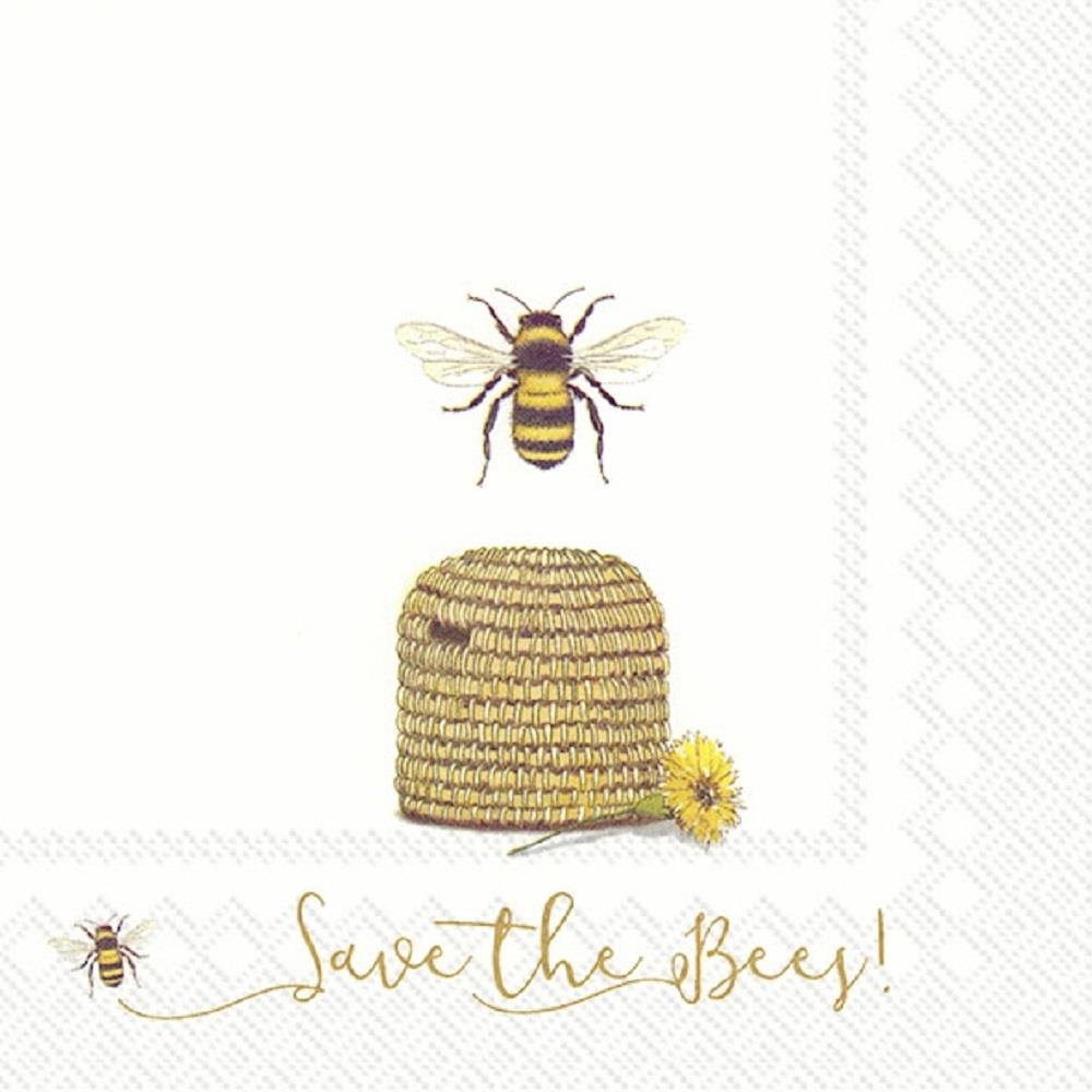 4 x Paper Napkins -  Save the Bees - Ideal for Decoupage / Napkin Art