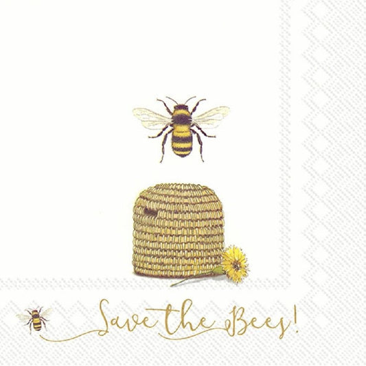 4 x Paper Napkins -  Save the Bees - Ideal for Decoupage / Napkin Art