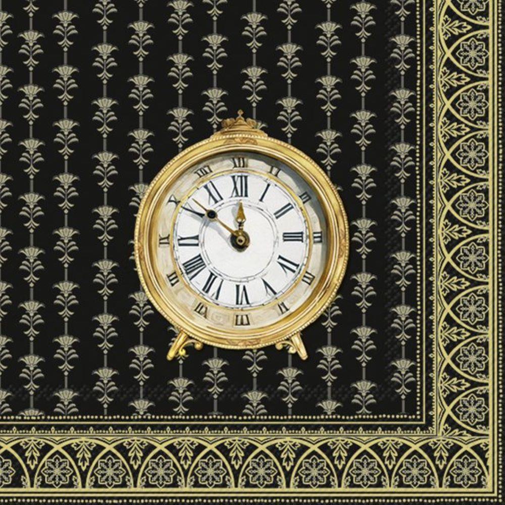 4 x Paper Napkins - Golden Clock - Ideal for Decoupage / Napkin Art