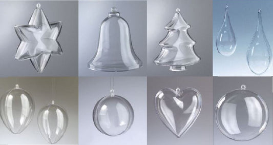 Clear Plastic Shapes - Choice of Sizes/Designs - Great for Making Christmas Decorations & Baubles