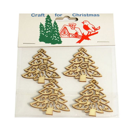 Craft For Occasions "Craft For Christmas" Embellishments - Pack of 4 Christmas Trees - C1472