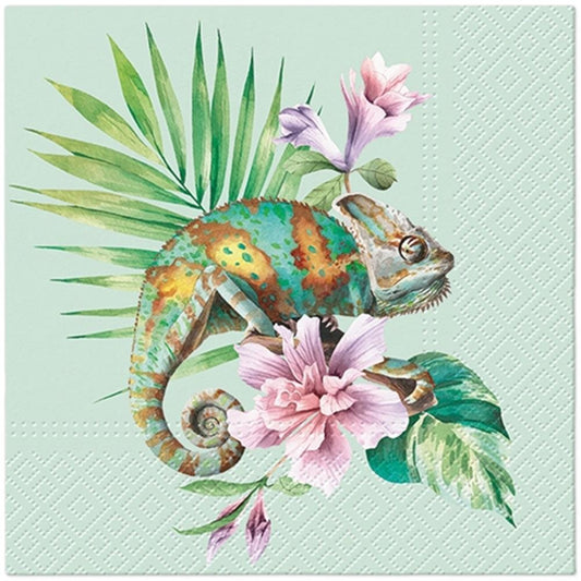 4 x Paper Napkins - Exotic Chameleon  - Ideal for Decoupage / Napkin Art