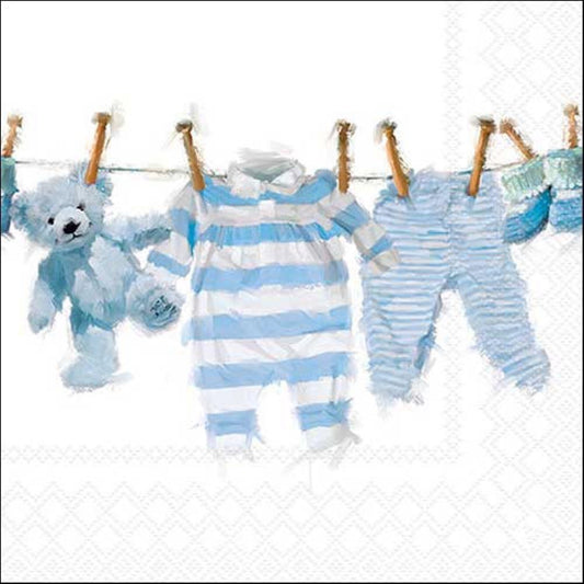 4 x Paper Napkins - Baby Boy's Clothes - Ideal for Decoupage / Napkin Art