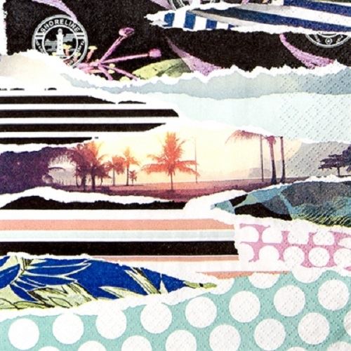 Home Fashion Pack of 20 Napkins / Serviettes - Beach Vibe - 33cm x 33cm - 3ply -