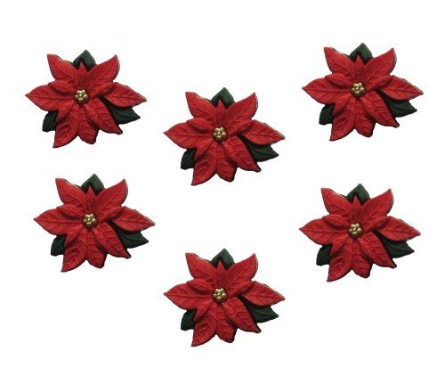 Red Poinsettias Novelty Craft Buttons & Embellishments by Dress It Up