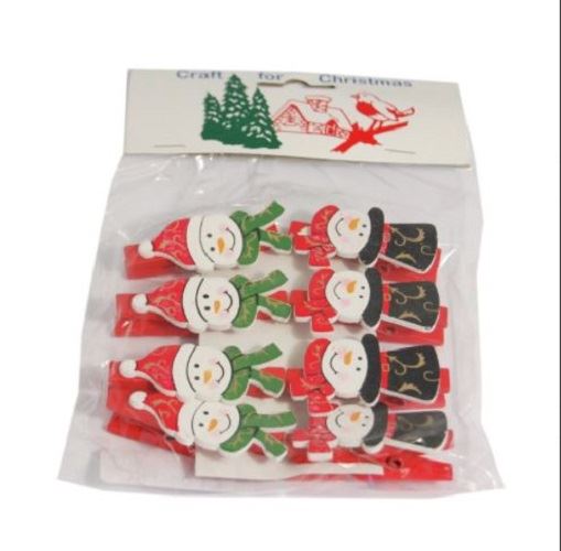 Craft For Occasions "Craft For Christmas" Embellishments - Pack of 8 Snowman Pegs - C1454