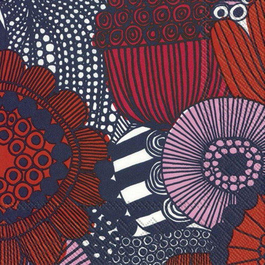 4 x Paper Napkins - Allotment Red & Blue - Ideal for Decoupage / Napkin Art
