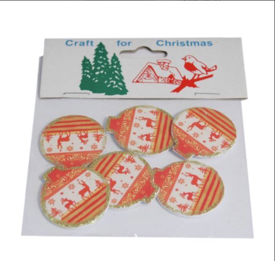 Craft For Occasions "Craft For Christmas" Embellishments - Pack of 6 Christmas Baubles - C1404