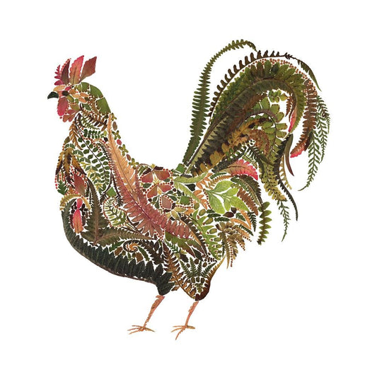 4 x Paper Napkins - Green Rooster - Ideal for Decoupage / Napkin Art