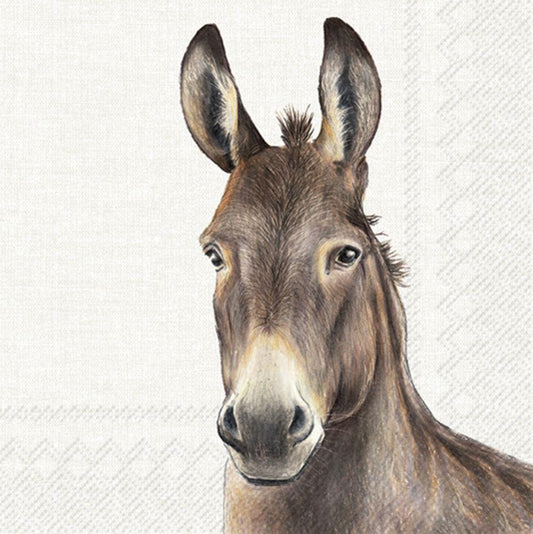 4 x Paper Napkins - Farm Donkey - Ideal for Decoupage / Napkin Art