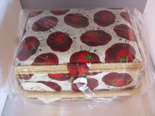 HobbyGift Medium Sewing Box / Basket With Pincushion & Removable Tray - Tomato Pincushion