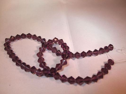 Dark Purple Glass Bicones - 6mm - Approximately 52 beads