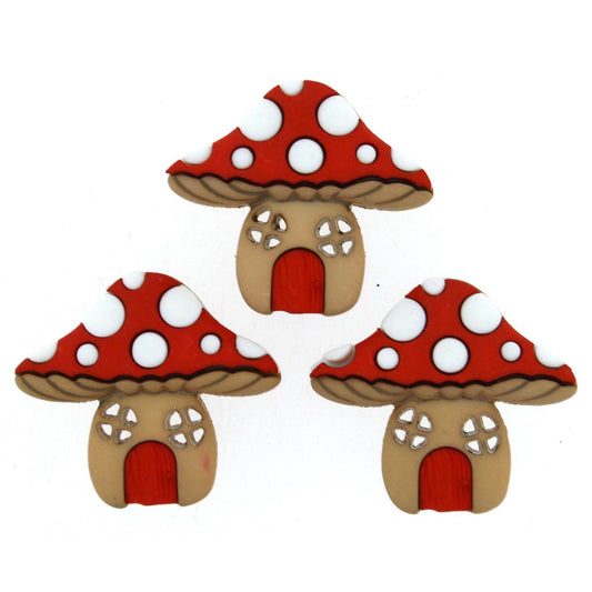 Mushroom Houses- Novelty Craft Embellishment Buttons by Dress It Up