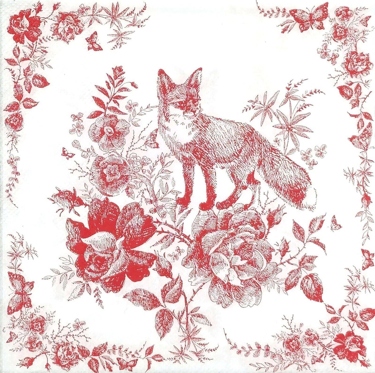 4 x Paper Napkins - Fairytale Fox  Red - Ideal for Decoupage / Napkin Art