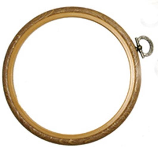 Siesta Woodgrain Effect Round Plastic Flexi Hoops for Embroidery and Cross Stitch