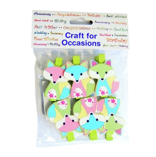 Craft For Occasions Embellishments - Pack of 6 Fox Pegs - C2239