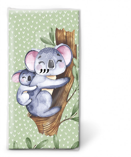 Paper+Design Novelty Paper Tissues - Koalas - Handbag / Pocket Sized Single Pack of 10 Tissues