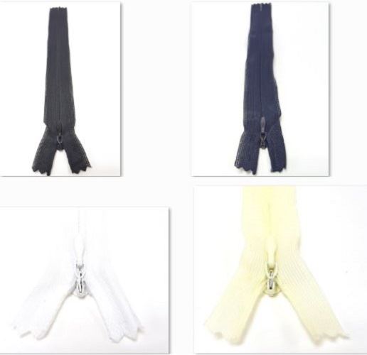 Closed End Nylon Auto-Lock Invisible / Concealed Zip - No. 3 - Choice of Sizes & Colours