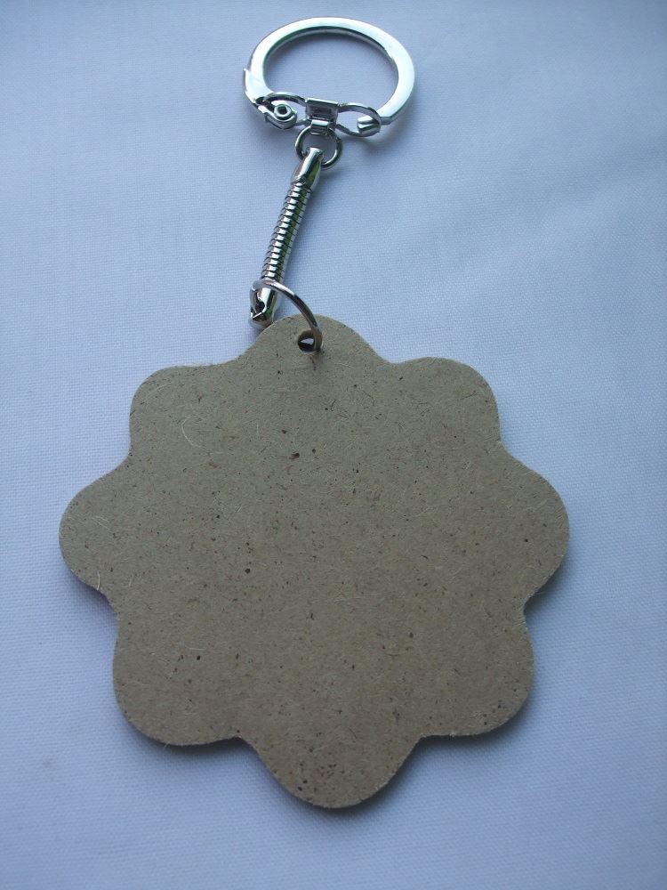 MDF Wooden Keyring For Decoration - Flower Shaped