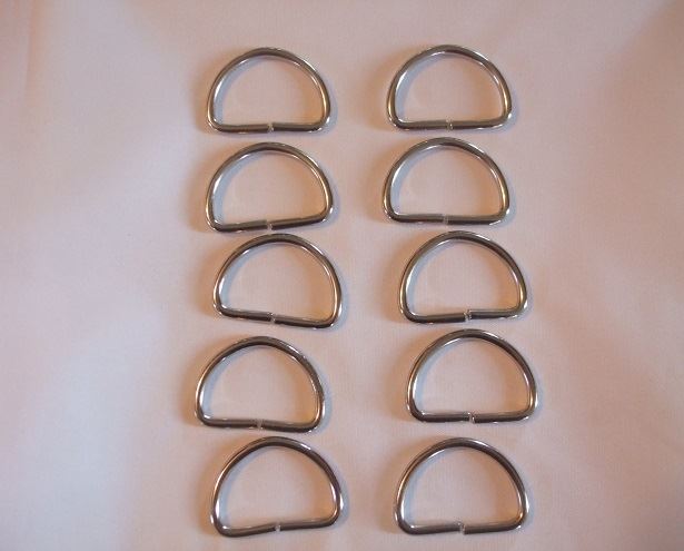 Pack of 10 D-Rings  - Ideal for handbags etc. Choice of colour & Size