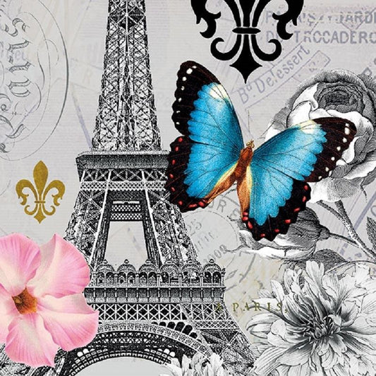 4 x Paper Napkins - Ici Paris  - Ideal for Decoupage / Napkin Art - Retired