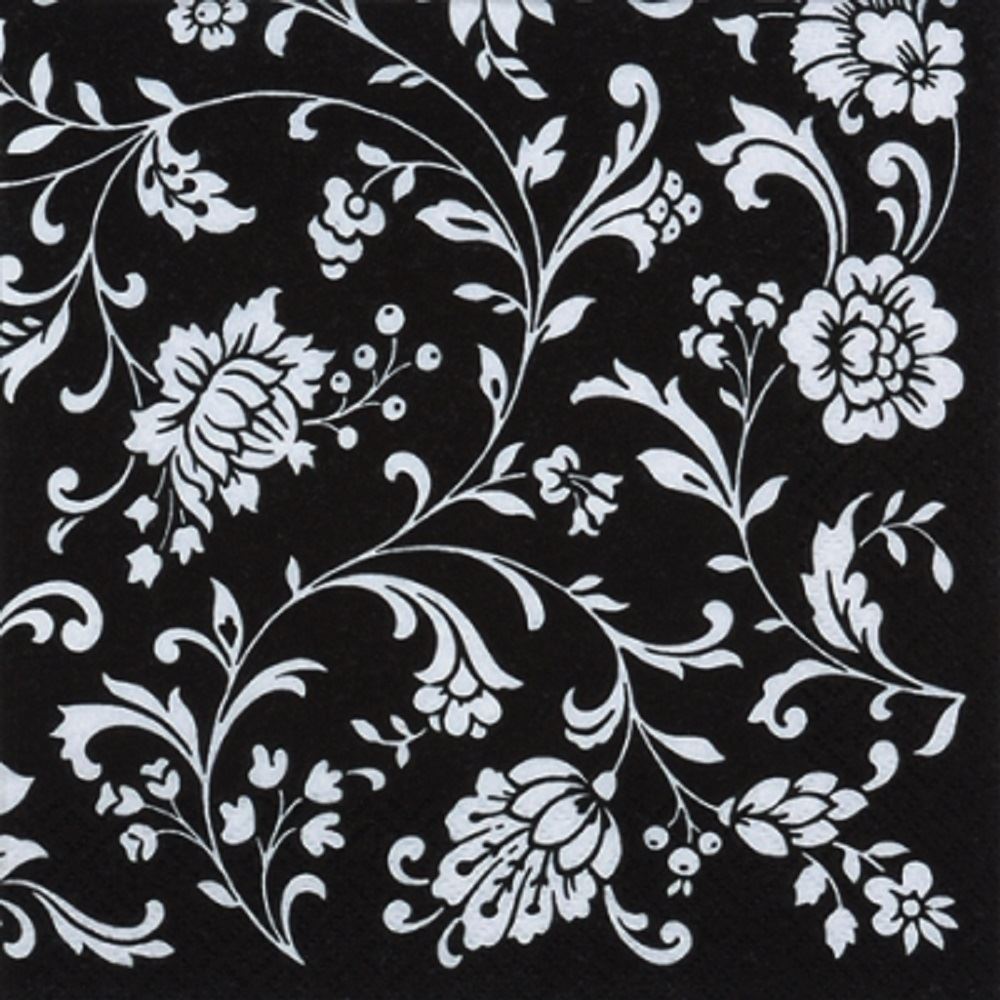 4 x Paper Napkins - Arabesque Black & White  - Ideal for Decoupage / Napkin Art