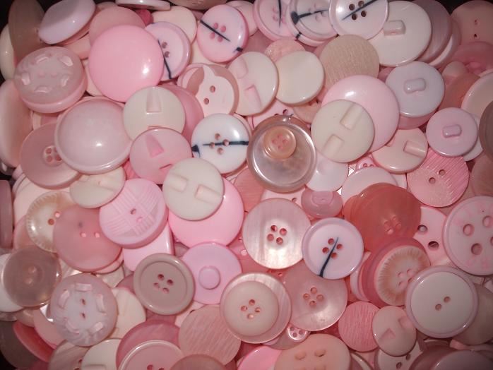 50g of Mixed Buttons - Baby Pink