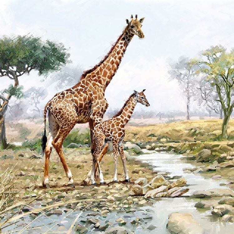 4 x Paper Napkins - Giraffes - Ideal for Decoupage / Napkin Art