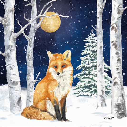 4 x Paper Napkins - Winter Fox  - Ideal for Decoupage / Napkin Art