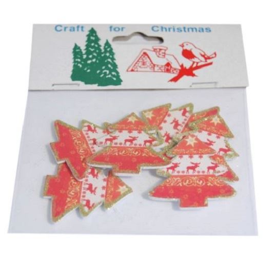 Craft For Occasions "Craft For Christmas" Embellishments - Pack of 6 Christmas Trees - C1402