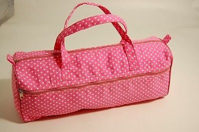 Large Pink Polka Dot Knitting / Crochet / Craft Bag