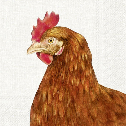 4 x Paper Napkins - Farm Hen - Ideal for Decoupage / Napkin Art