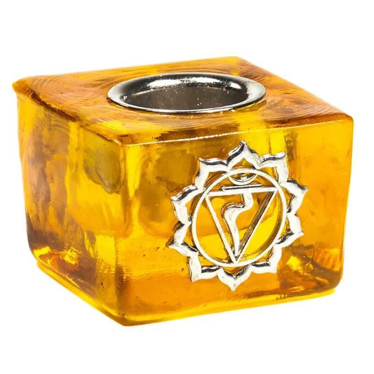 Glass Decorative Chakra Candle Holder | Solar Plexus Chakra | 4.5cm x 4.5cm x 3.5cm