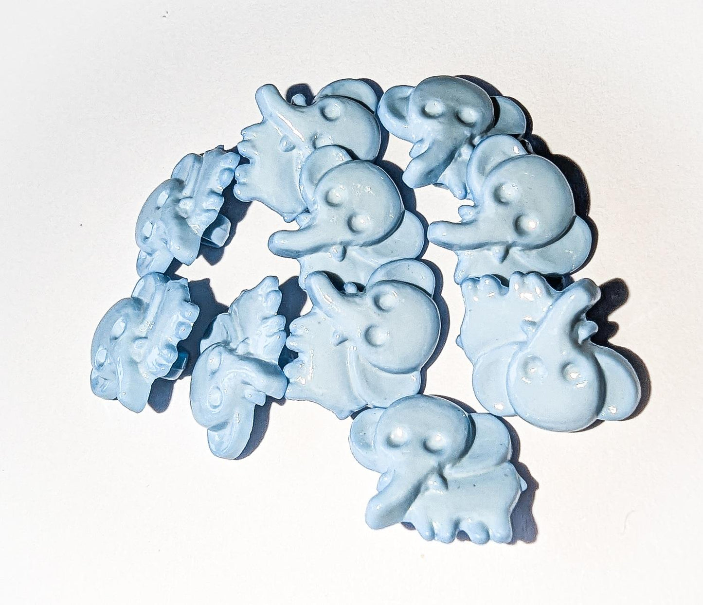 Pack of 10 Baby Blue Elephant Buttons 15mm x 13mm with shank
