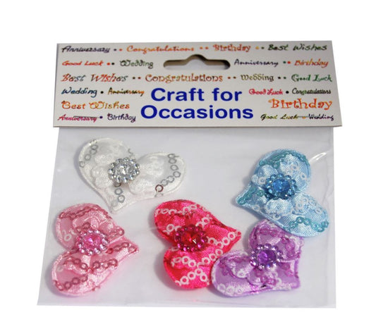 Craft For Occasions Embellishments - Pack of 5 Double Hearts - C2160