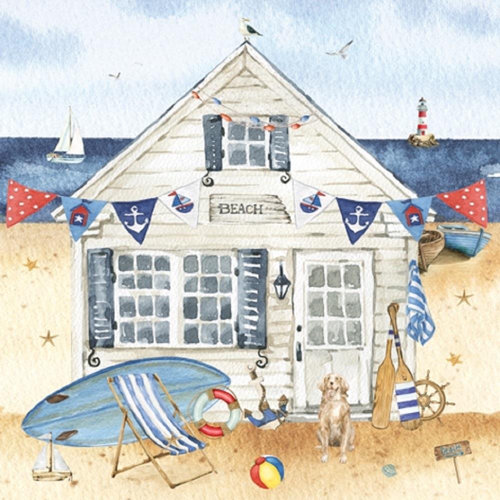 4 x Paper Napkins - Day at the Beach - Ideal for Decoupage / Napkin Art