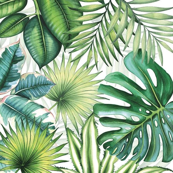 4 x Paper Napkins - Tropical Leaves - Ideal for Decoupage / Napkin Art