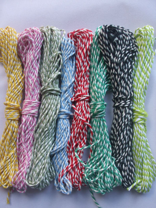 10m of Candy Striped Bakers Twine - Large Range of Colours