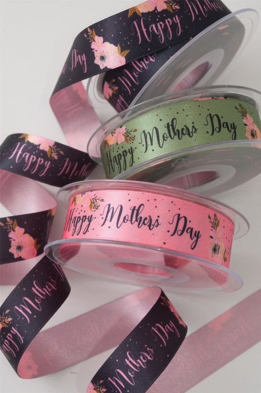 1m Berisford Ribbon - Happy Mother's Day - Approx 25mm wide