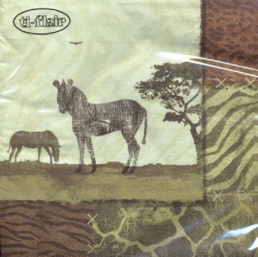 4 x Paper Napkins - Zebra Collage - Ideal for Decoupage / Napkin Art