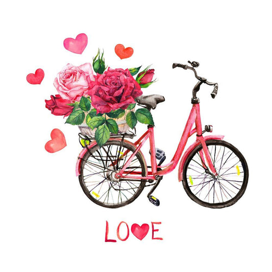 4 x Paper Napkins - Bike with Roses - Ideal for Decoupage / Napkin Art