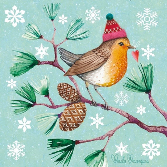 4 x Paper Christmas Napkins - Winter Bird  - Ideal for Decoupage / Napkin Art