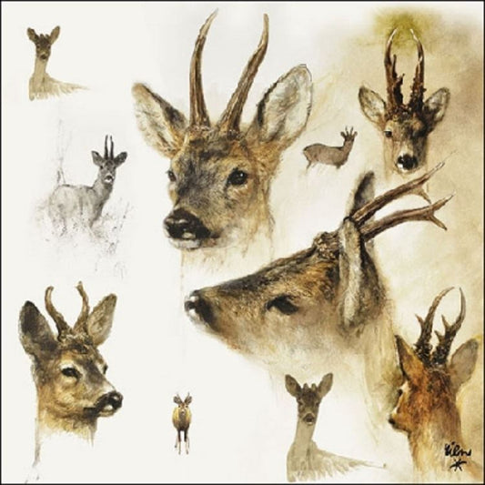 4 x Paper Napkins - Portrait of Deer - Ideal for Decoupage / Napkin Art