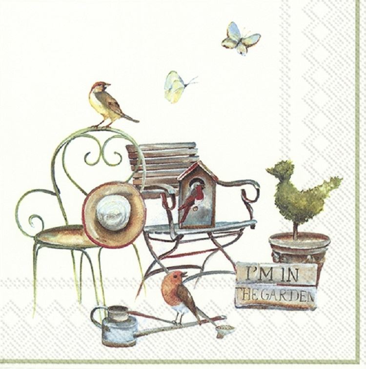 4 x Paper Napkins - In the Garden - Ideal for Decoupage / Napkin Art