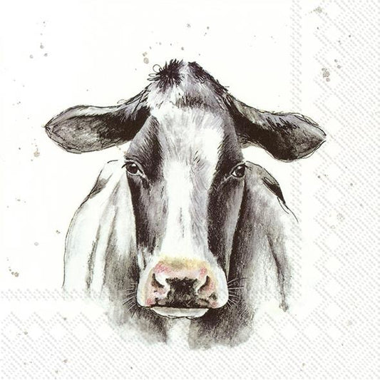 4 x Paper Napkins - Farm Friends Cow - Ideal for Decoupage / Napkin Art