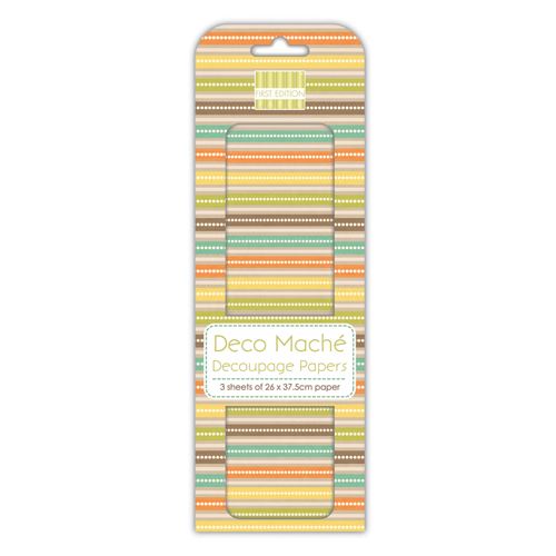 First Edition Deco Mache Decoupage Paper,  Stripes , 3 Sheets