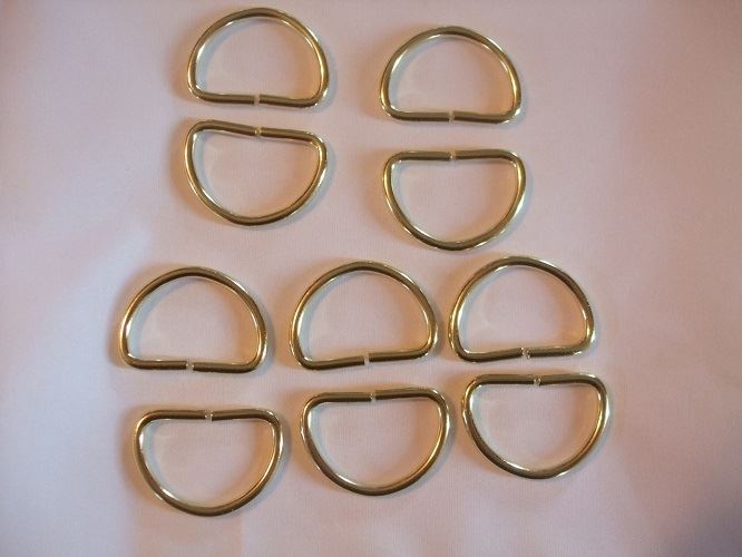 Pack of 10 D-Rings  - Ideal for handbags etc. Choice of colour & Size