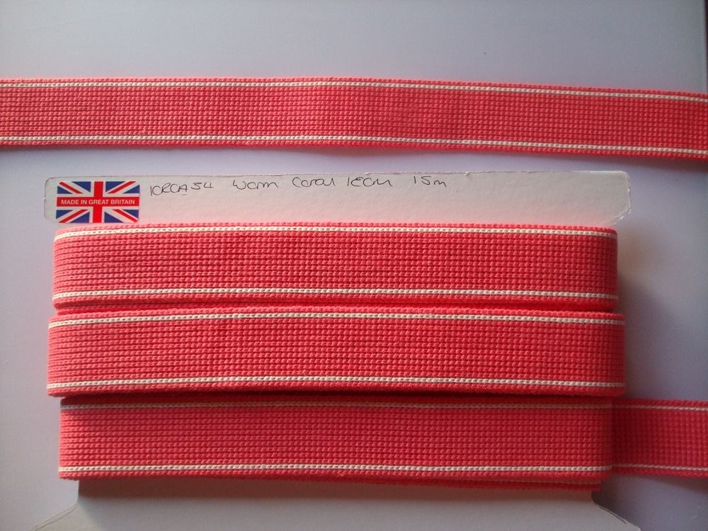 Webbing 34mm Cotton with Stripe Detail - Ideal for Bag Straps