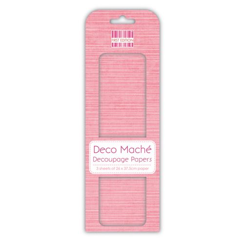 First Edition Deco Mache Decoupage Paper,  Pink Textured, 3 Sheets