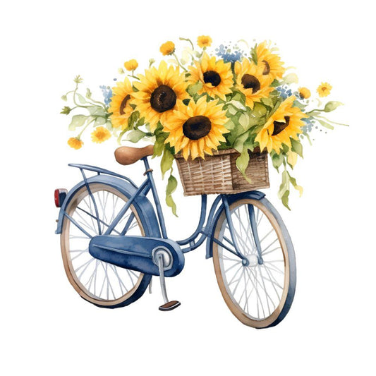 4 x Paper Napkins - Bike with Sunflowers - Ideal for Decoupage / Napkin Art